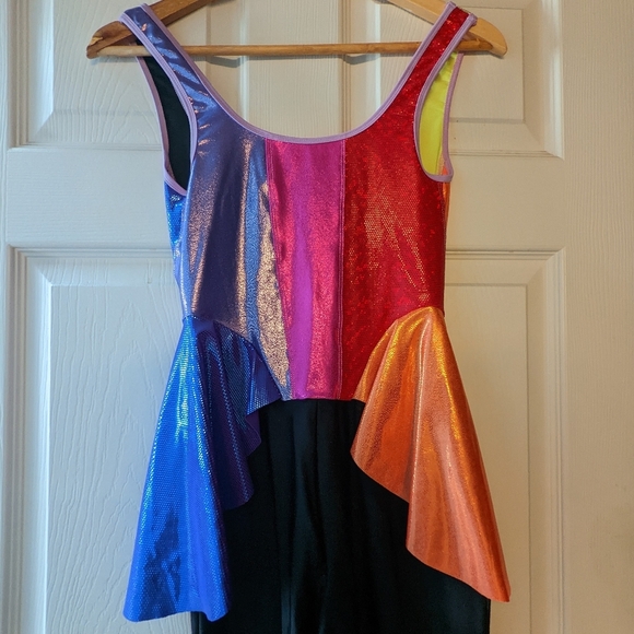 Burntsoul Rainbow Kaleidoscope Peplum Catsuit - Picture 5 of 9
